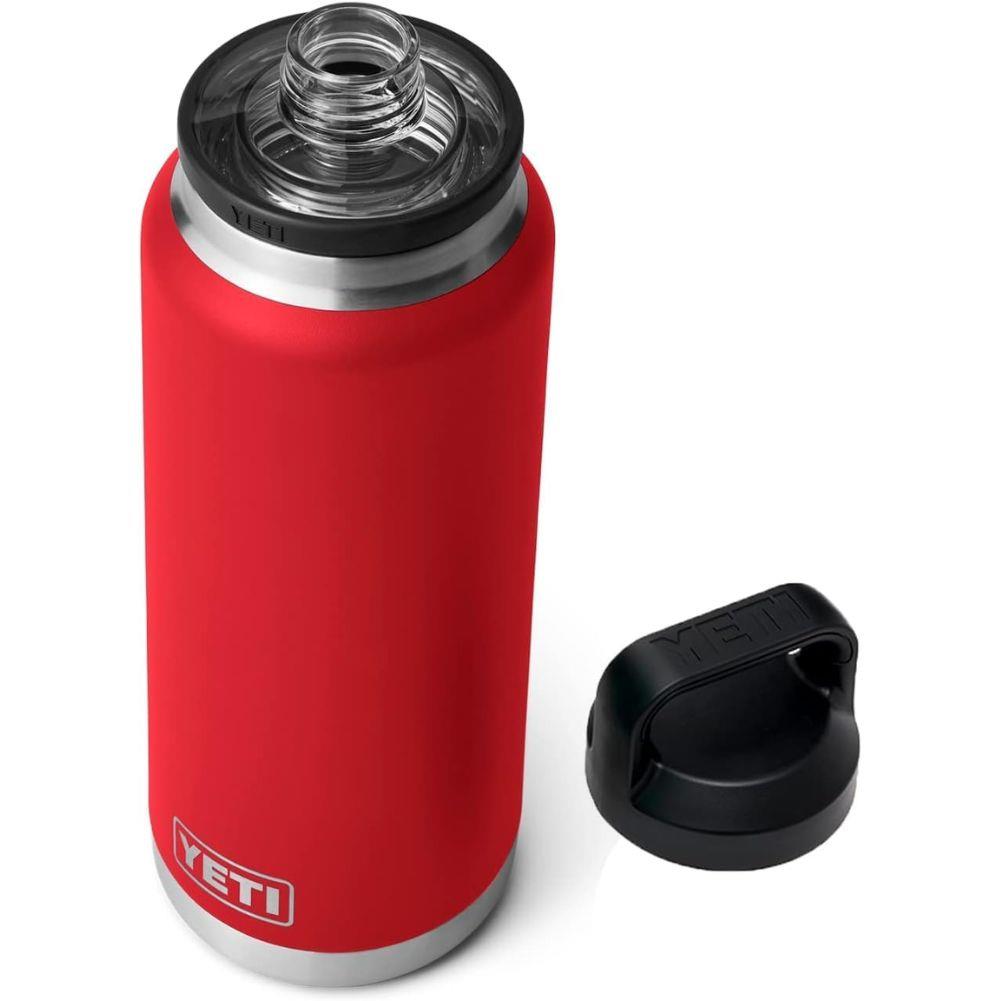 Yeti Rambler 36 oz (1065 ml) Bottle With Chug Cap (Rescue Red) lid off
