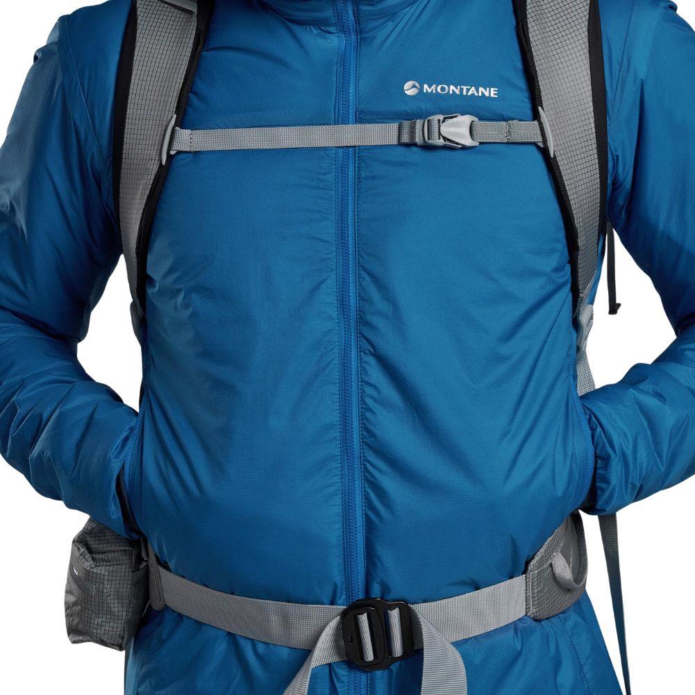 Montane Men&#39;s Fortes Lite Hooded Insulated Jacket (Neptune Blue) hands in pocket
