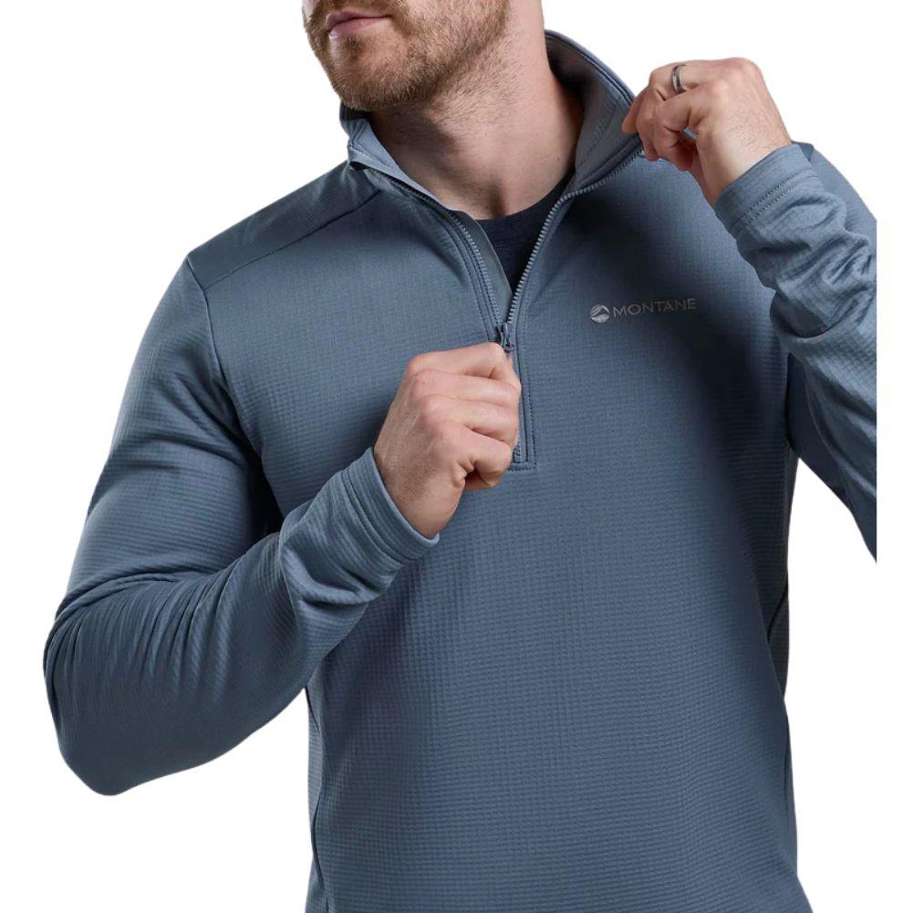 Montane Men's Protium Fleece Pull-On Jacket (Stone Blue) zip