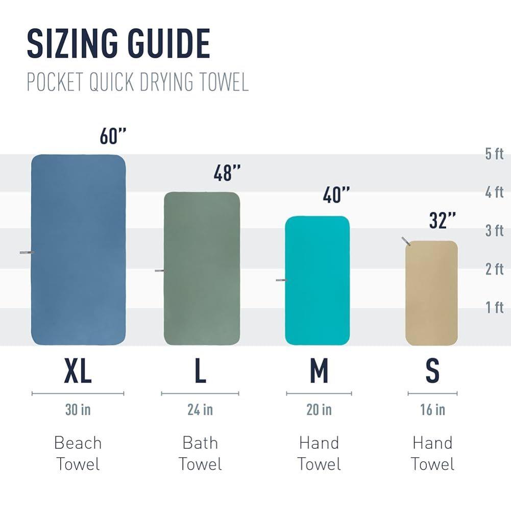 Sea To Summits Pocket Towel - Medium (Baltic Blue) sizes