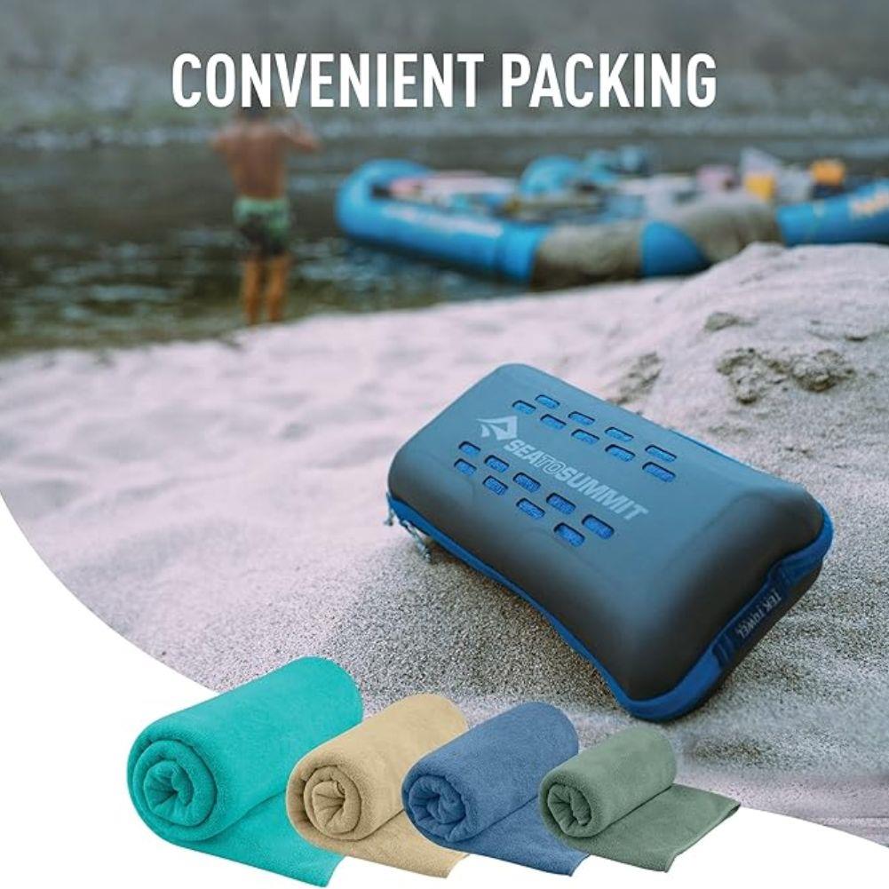 Sea To Summits Pocket Towel - Medium (Baltic Blue) pack