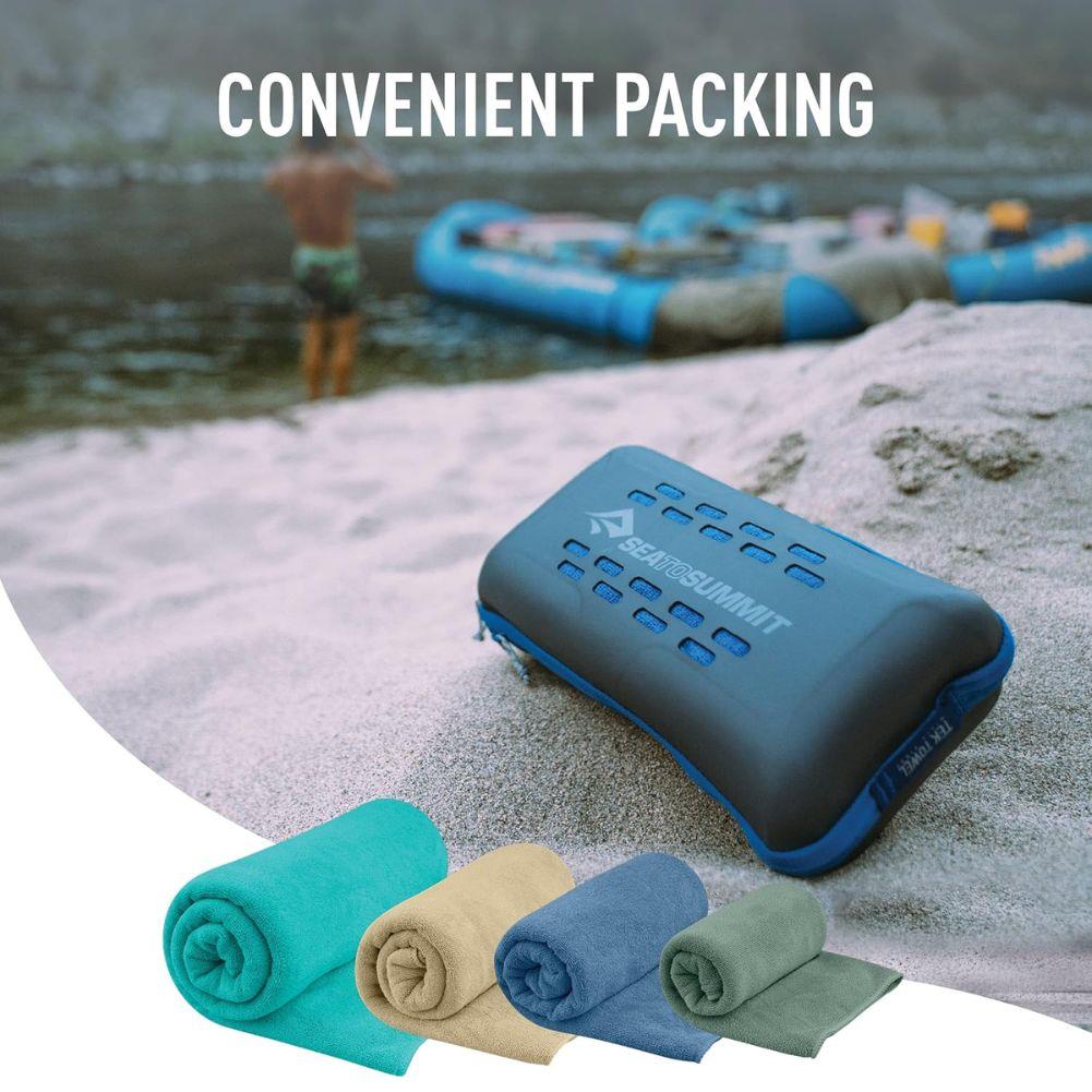 Sea To Summit Tek Microfibre Towel - Large (Baltic Blue) packing