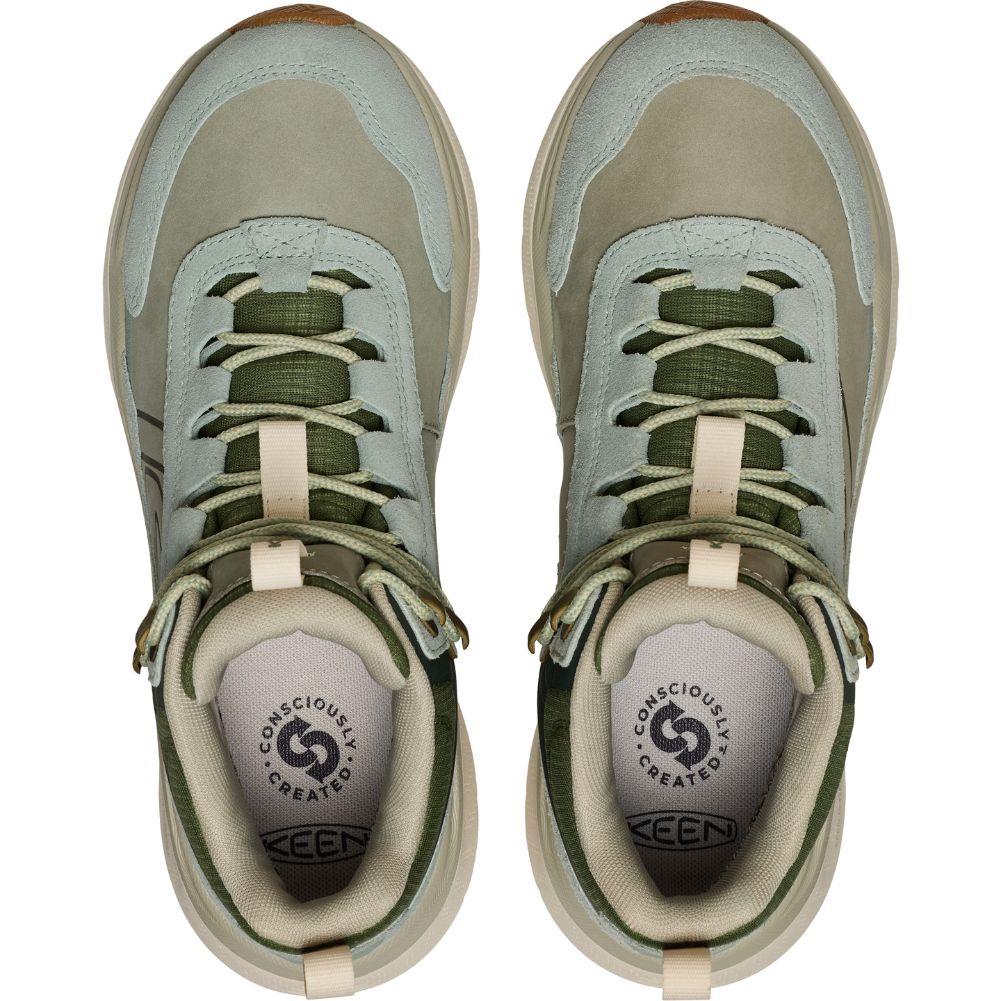 Keen Women&#39;s Leiki Waterproof Leather Hiking Boot (Iceberg Green/Bronze Green) top view