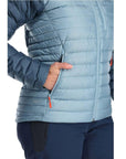 Rab Women's Microlight Alpine Down Jacket (Orion Blue/Citadel) hand in pocket