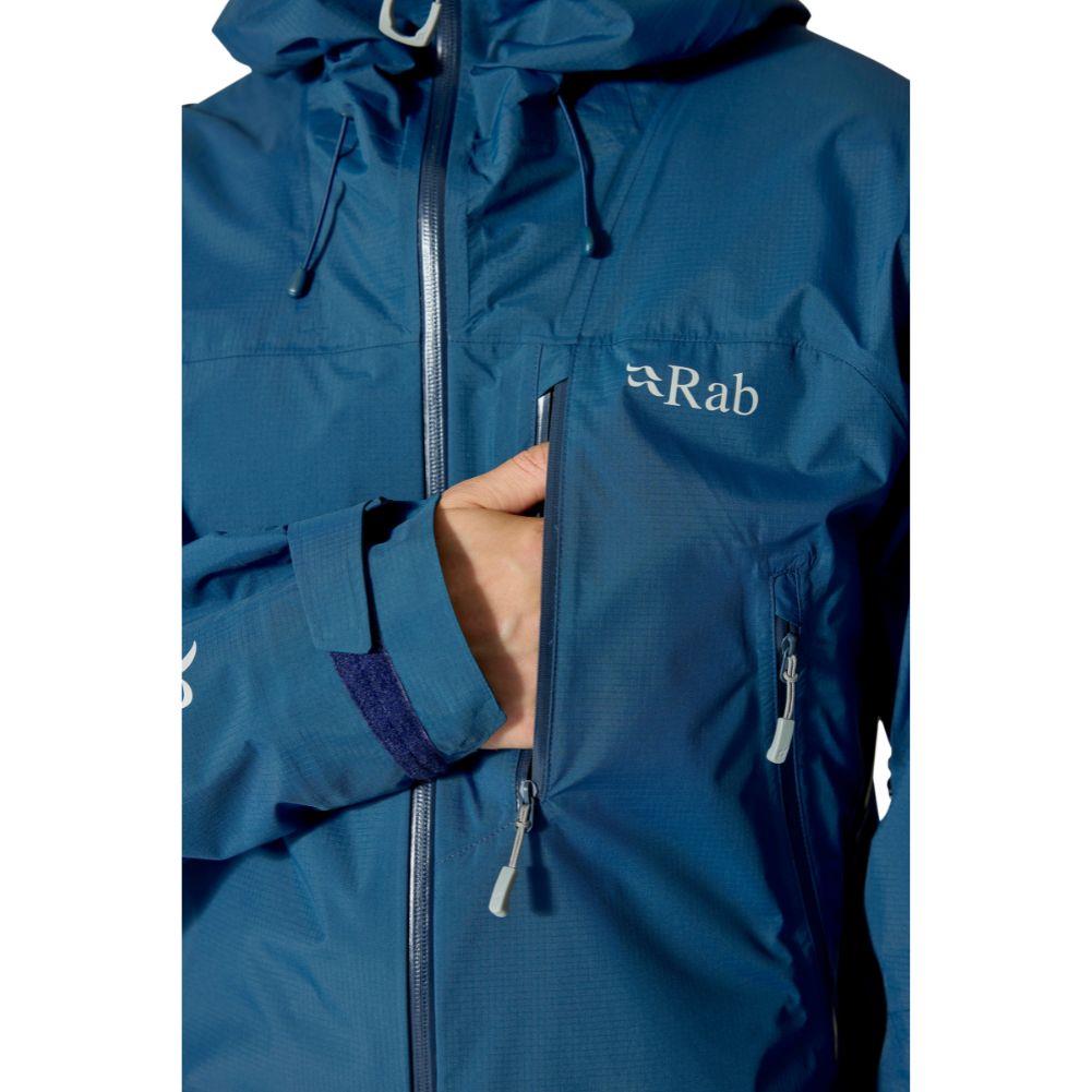 Rab Men&#39;s Downpour Mountain Waterproof Jacket (Tempest Blue) hand in breast pocket