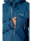 Rab Men's Downpour Mountain Waterproof Jacket (Tempest Blue) hand in breast pocket