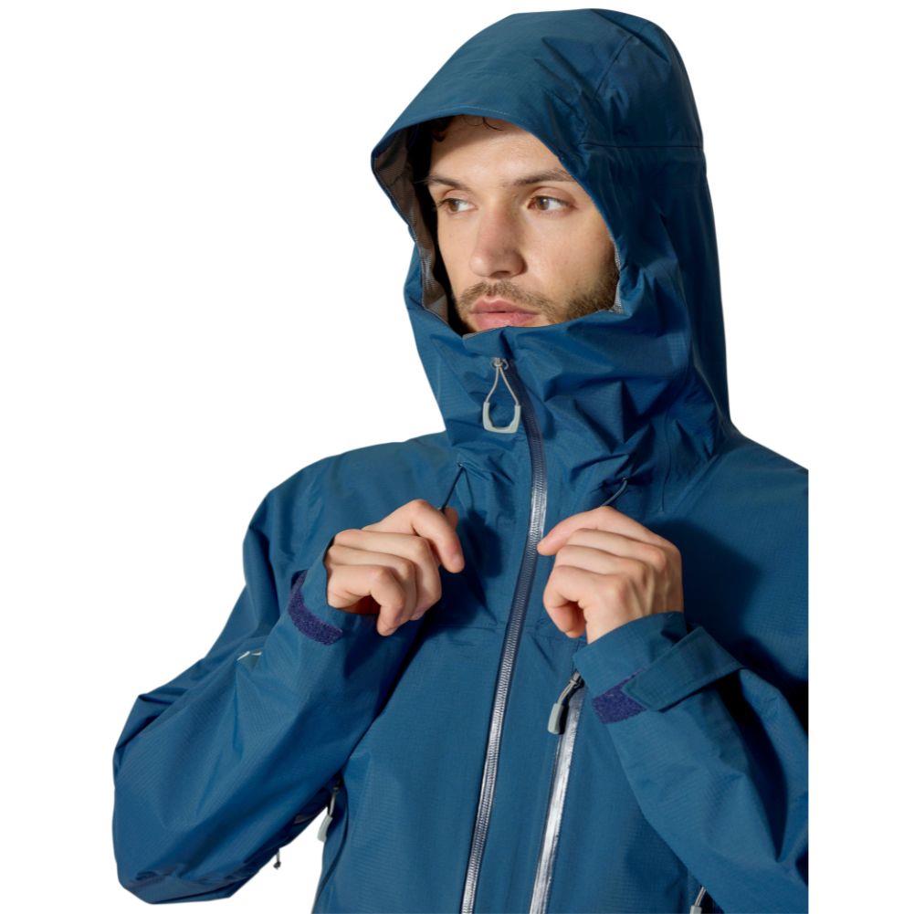 Rab Men&#39;s Downpour Mountain Waterproof Jacket (Tempest Blue) pull hood