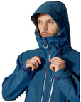Rab Men's Downpour Mountain Waterproof Jacket (Tempest Blue) pull hood