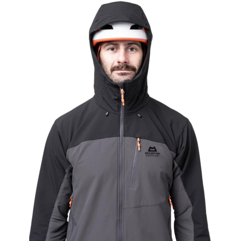 Mountain Equipment Men's Frontier Jacket (Anvil Grey/Black) hood up