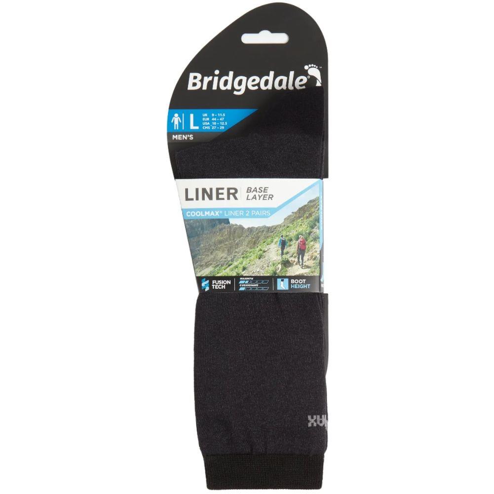 Bridgedale Men's Base Layer Coolmax Liner Twin Pack (Black) package