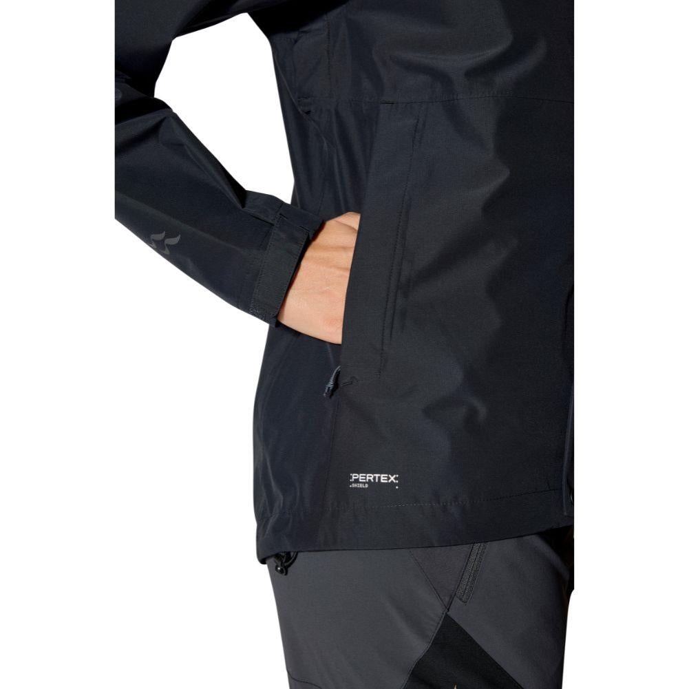 Rab Women&#39;s Downpour Waterproof Jacket (Black) hand in pocket