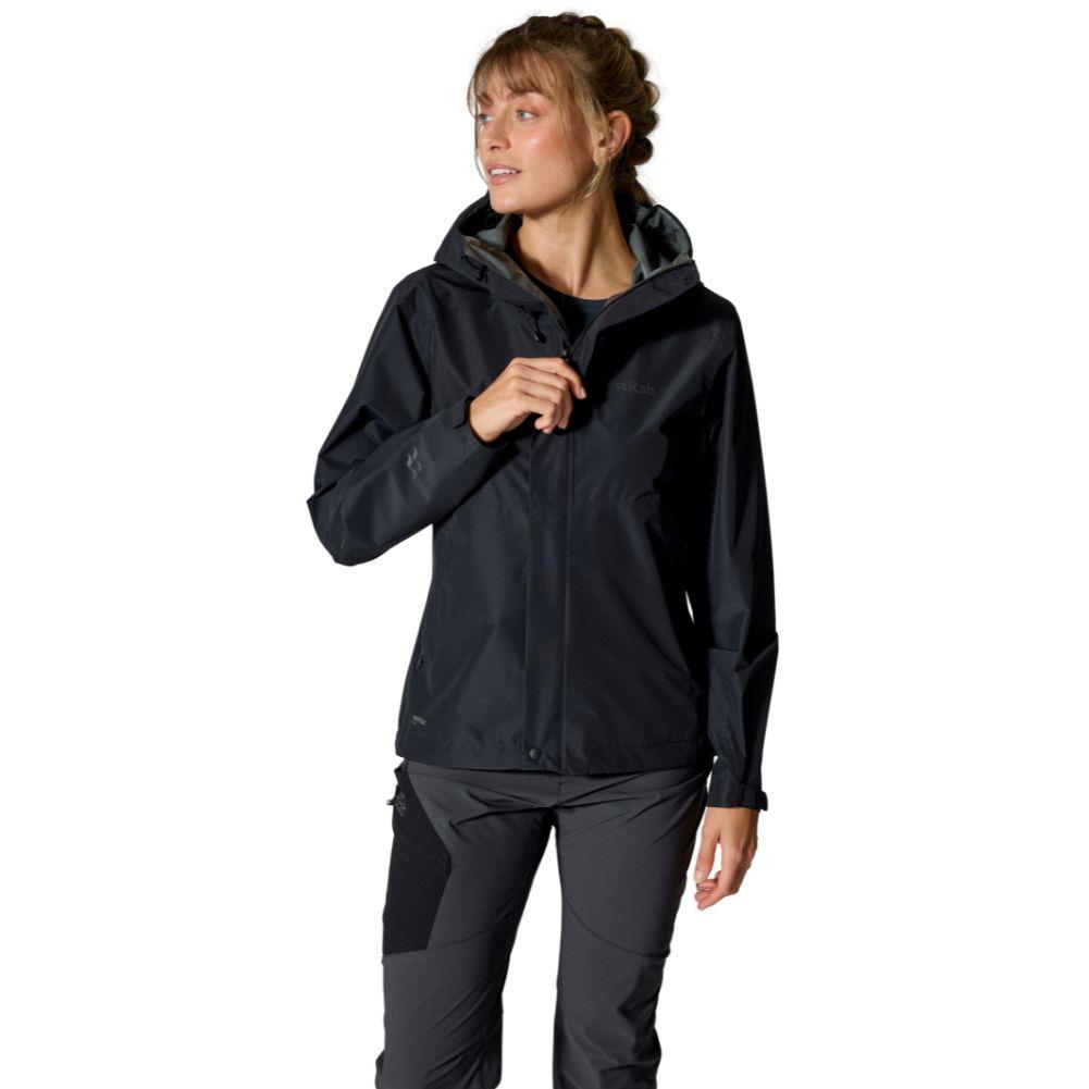 Rab Women&#39;s Downpour Waterproof Jacket (Black) zipper half body