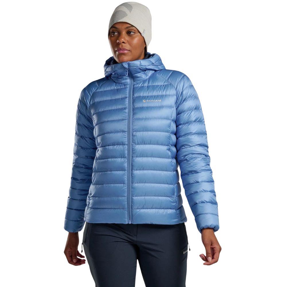 Montane Women's Anti Freeze Hooded Down Jacket - 2025 (Cornflower) model front