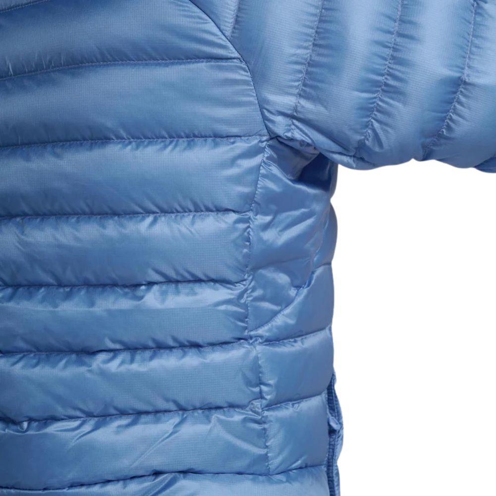 Montane Women&#39;s Anti Freeze Hooded Down Jacket - 2025 (Cornflower) close up stitching