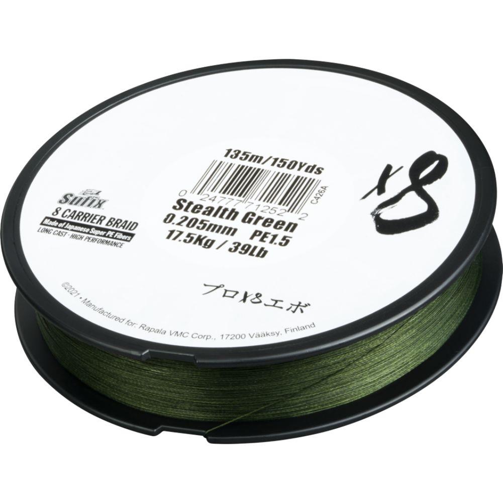 Suffix X8 Braided Fishing Line 150 Metres (Stealth Green)