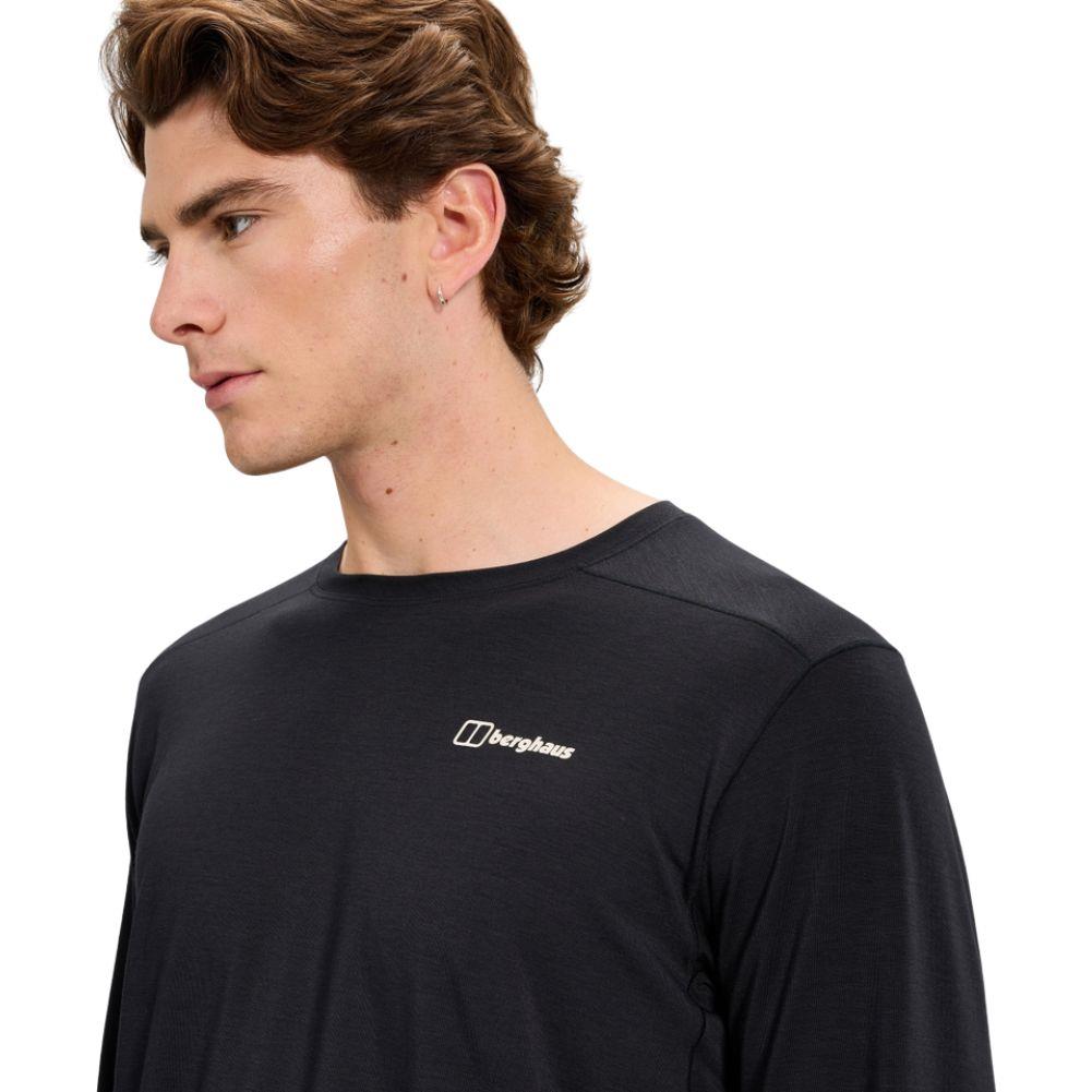 Berghaus Men's Delta Long Sleeve Tech Tee (Black) model angle