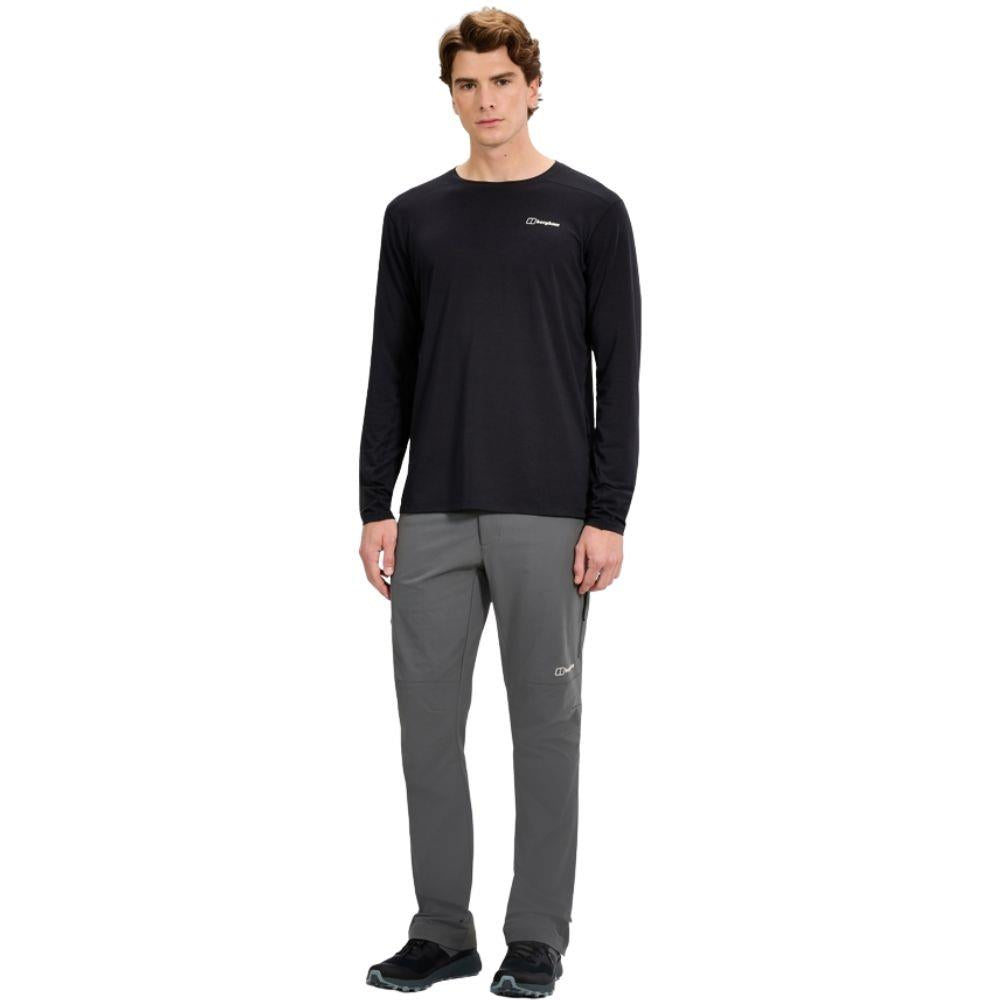 Berghaus Men&#39;s Delta Long Sleeve Tech Tee (Black) full body