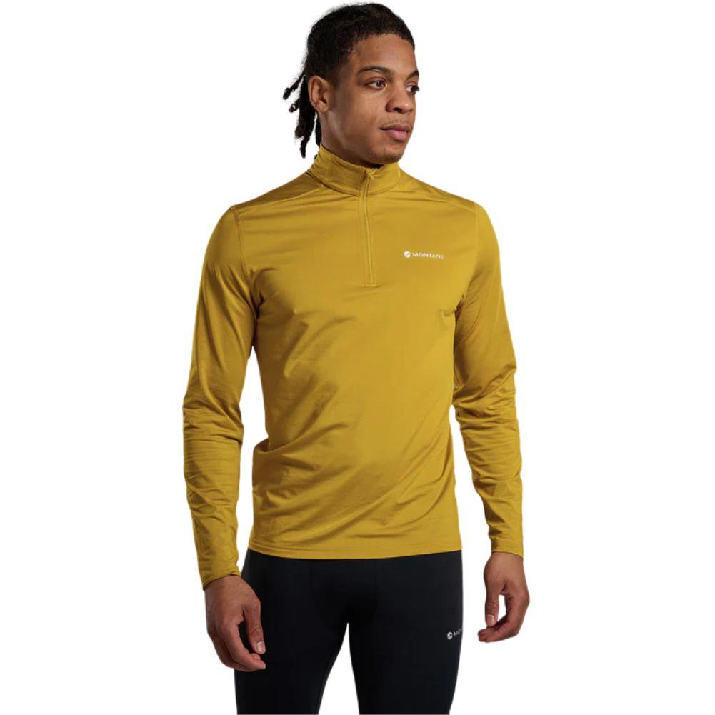 Montane Men's Dart XT Thermal Zip Neck Long Sleeved Top (Ginkgo Gold) angle