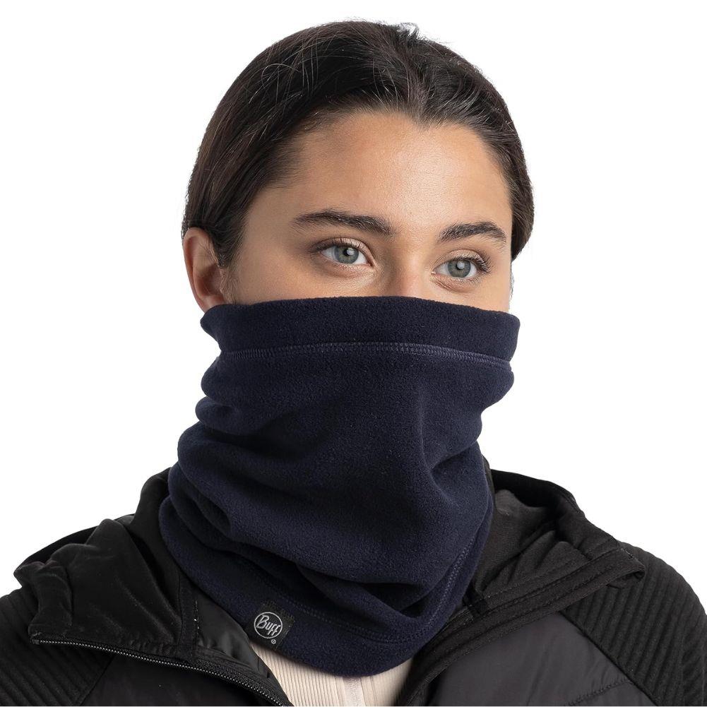 Buff Polar Neck Warmer (Solid Dark Navy) face covered