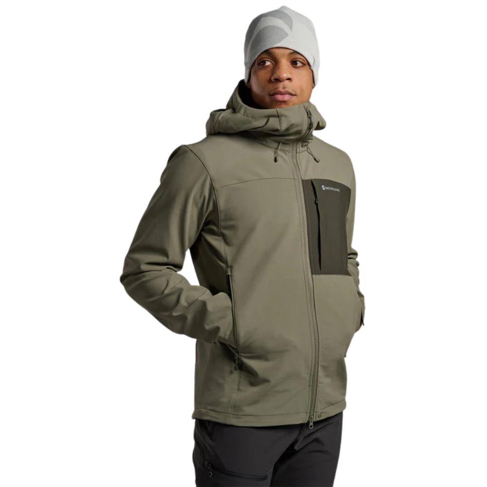 Montane Men's Tenacity XT Hooded Softshell Jacket (Caper) hands in pocket