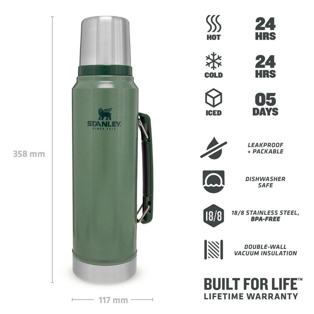 Stanley Classic Legendary Thermal 1L Flask (Matte Black Pebble) info