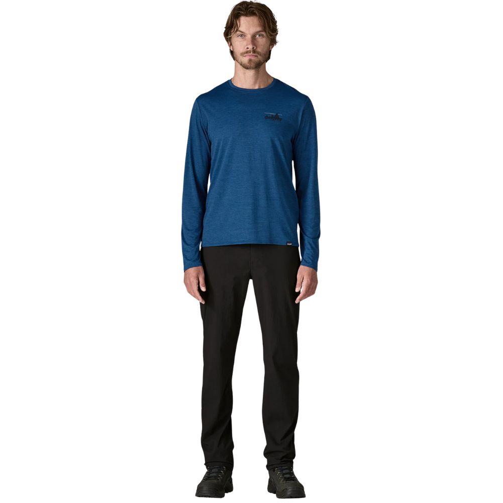 Patagonia Men&#39;s Long-Sleeved Capilene Cool Daily Graphic Shirt (73 Skyline: Clement Blue X-Dye) full body