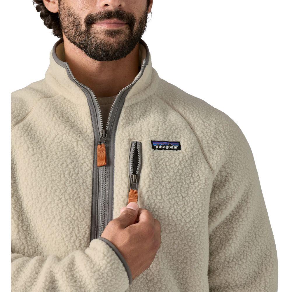 Patagonia Men's Retro Pile Fleece Jacket (Pelican w/Smolder Blue) pocket zi[