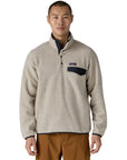 Patagonia Men's Lightweight Synchilla Snap-T Fleece Pullover (Oatmeal Heather w/Smolder Blue) front