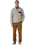 Patagonia Men's Lightweight Synchilla Snap-T Fleece Pullover (Oatmeal Heather w/Smolder Blue) full body