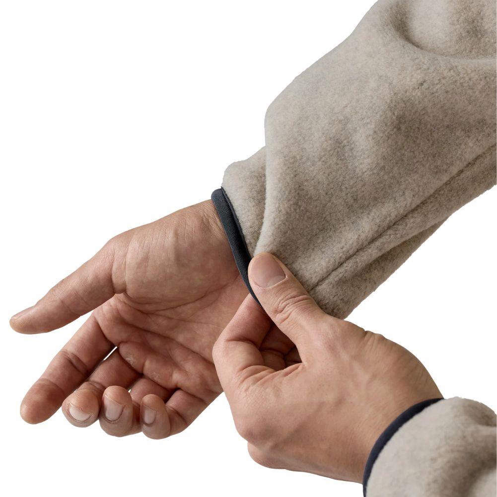 Patagonia Men&#39;s Lightweight Synchilla Snap-T Fleece Pullover (Oatmeal Heather w/Smolder Blue) sleeve