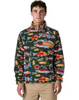 Patagonia Men's Lightweight Synchilla Snap-T Fleece Pullover (Salmon Energy: Old Growth Green) fro