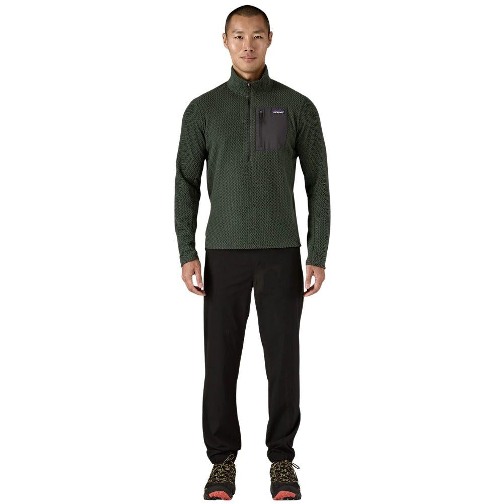 Patagonia Men&#39;s R1 Air Fleece Zip-Neck (Old Growth Green) full body