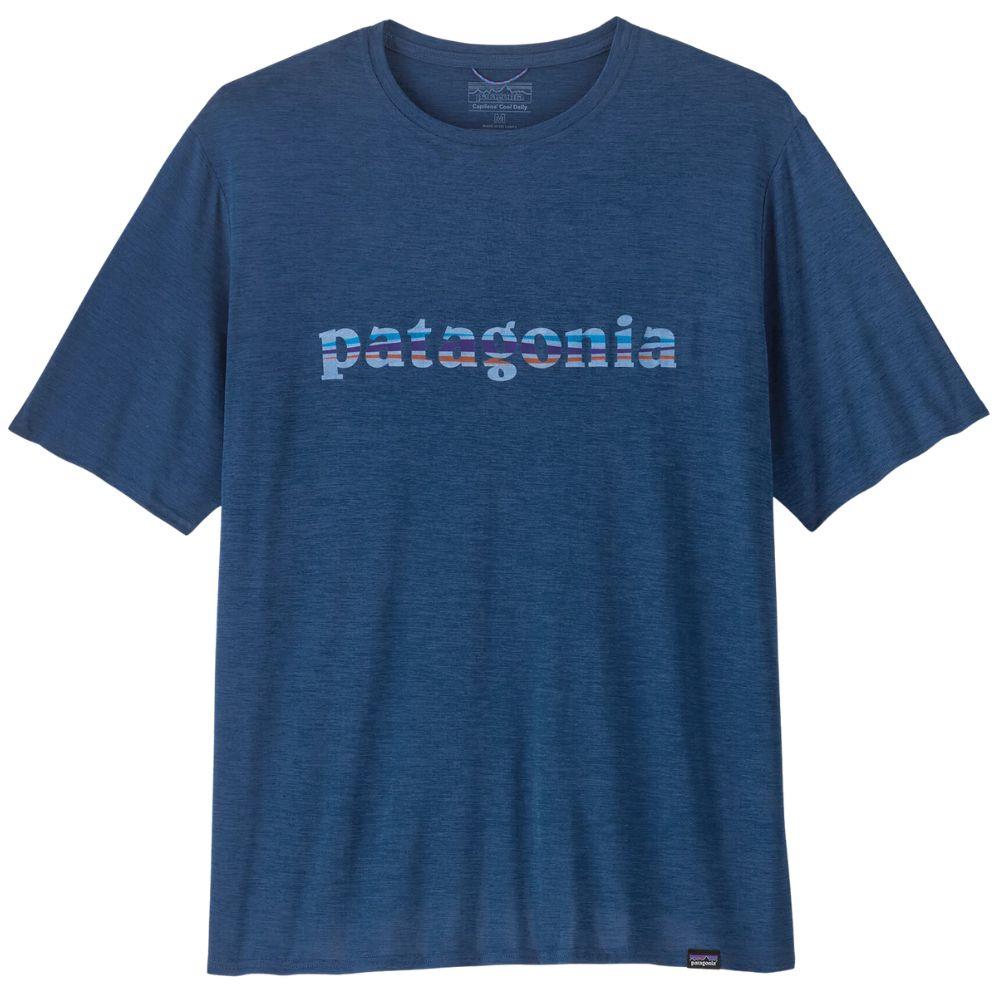 Patagonia Men's Capilene Cool Daily Graphic Shirt ('73 Text Logo: Clement Blue X-Dye)