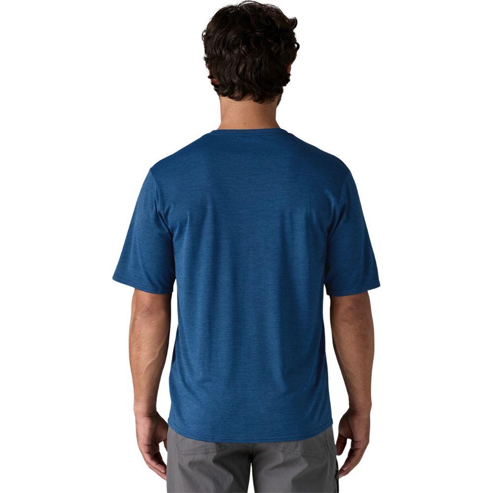Patagonia Men's Capilene Cool Daily Graphic Shirt ('73 Text Logo: Clement Blue X-Dye) back