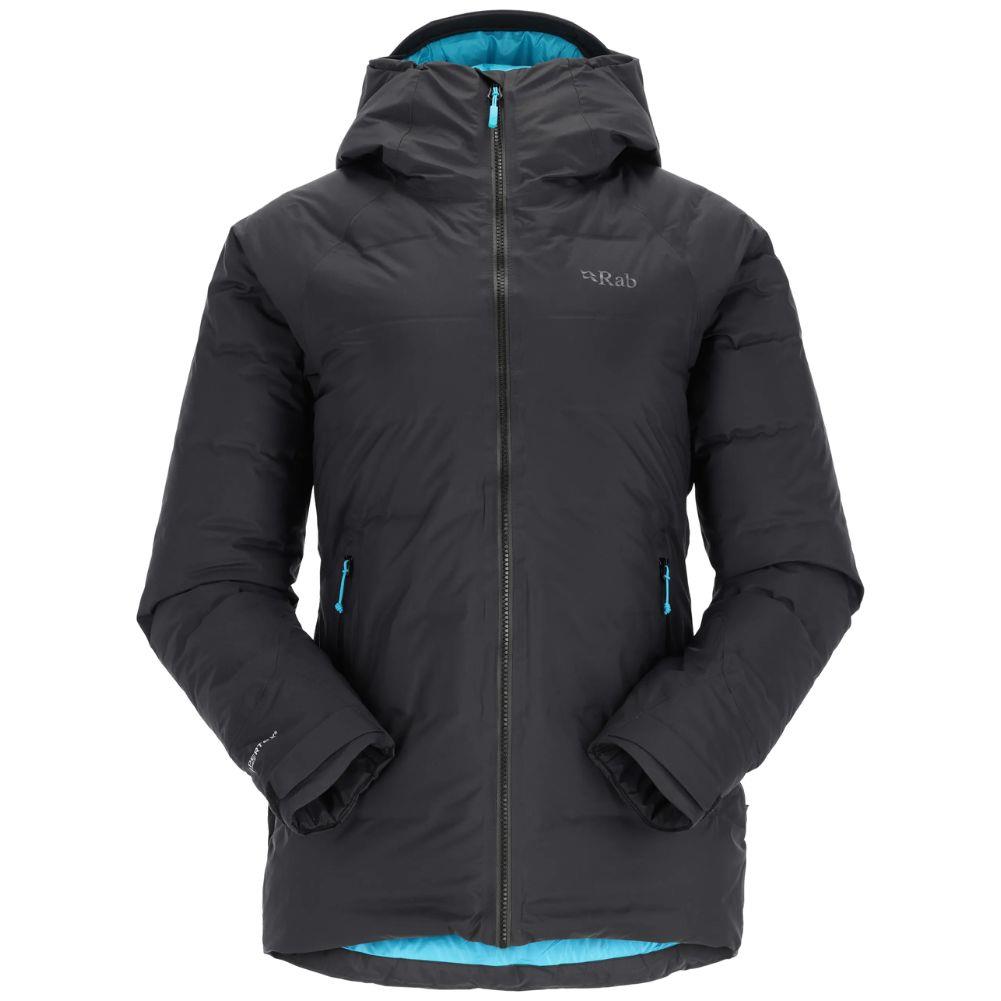 Rab Women's Valiance Waterproof Down Jacket (Black/Aquamarine)