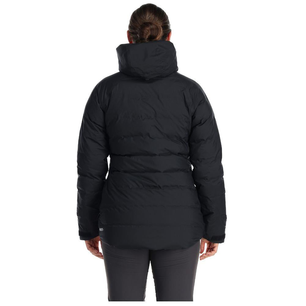 Rab Women's Valiance Waterproof Down Jacket (Black/Aquamarine) back