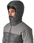 Patagonia Men's Hi-Loft Nano Puff Hoody (Forge Grey) hood up