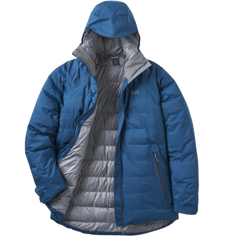 Rab Men's Valiance Waterproof Down Jacket (Tempest Blue) open