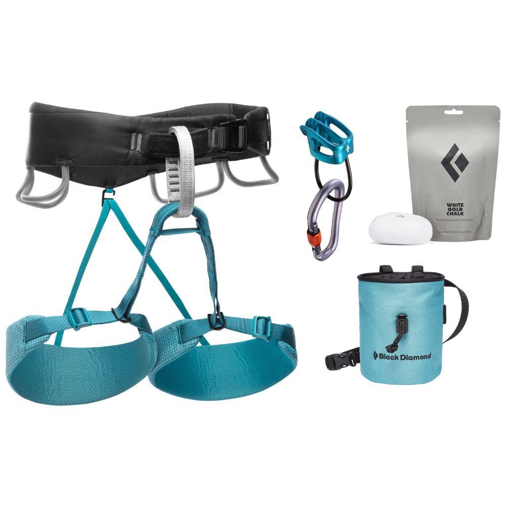 Black Diamond Women's Momentum Climbing Harness Package - XS (Aqua Verde)