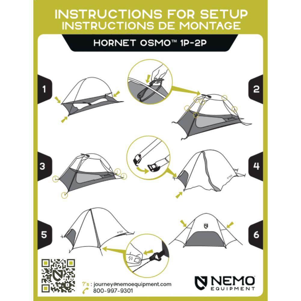 Nemo Equipment Hornet OSMO Ultralight Backpacking Tent - 2 Person Tent Instructions