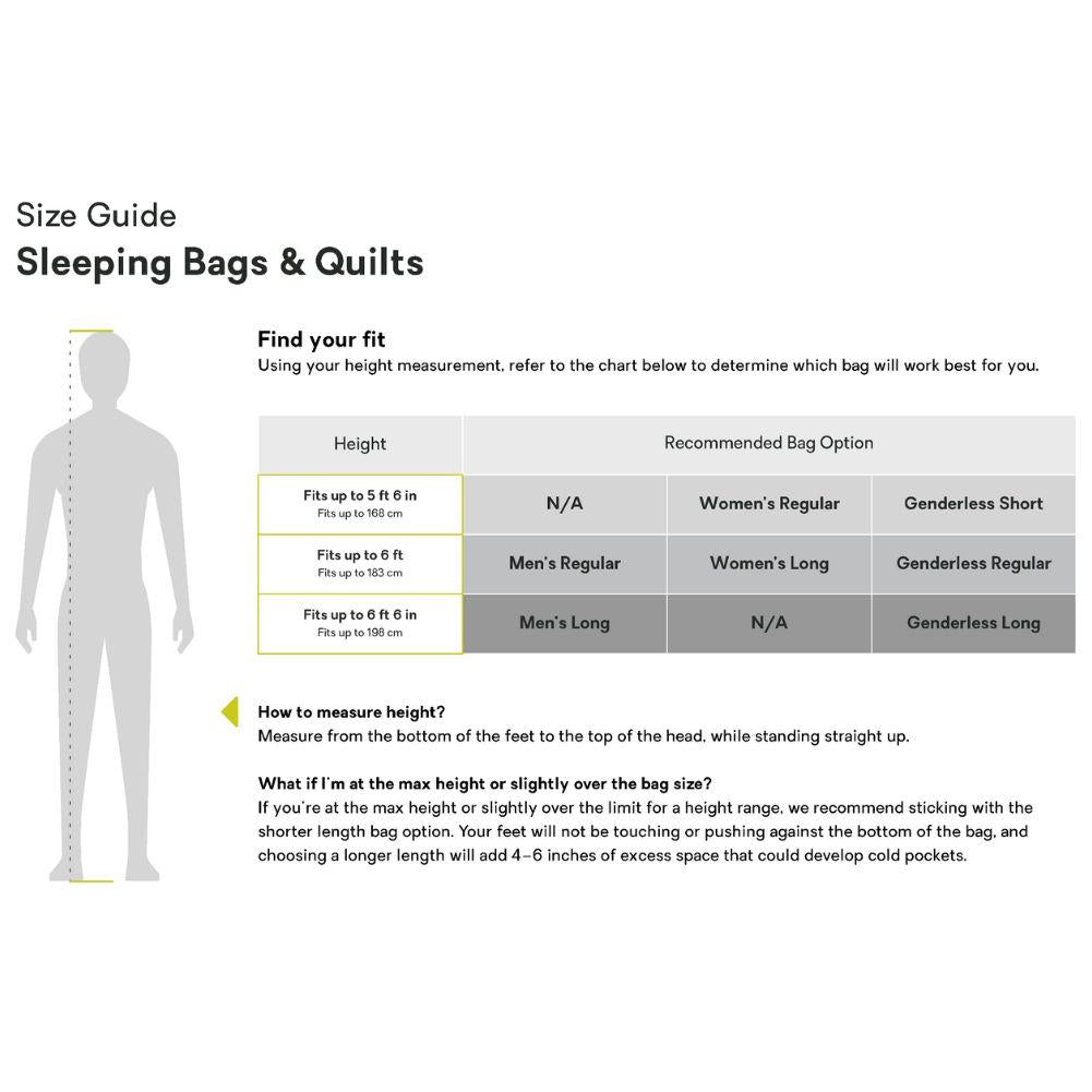 Nemo Equipment Men&#39;s Disco Endless Promise Down Sleeping Bag (Ombre Blue) Size Guide