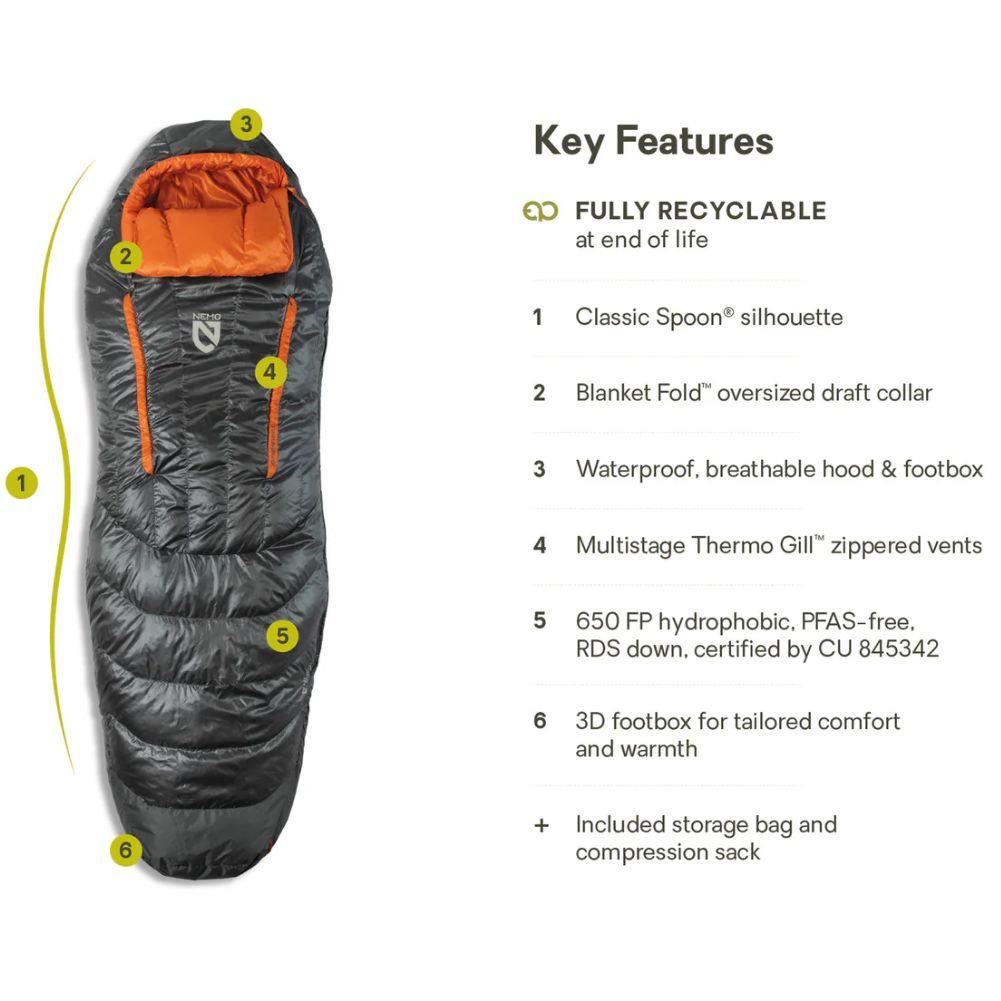 Nemo Equipment Men&#39;s Disco Endless Promise 30°F Regular Down Sleeping Bag (Chimera)