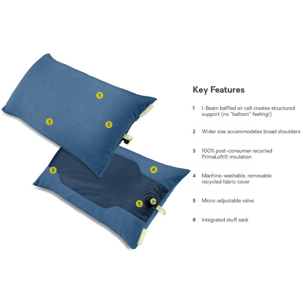 Nemo Equipment Fillo Elite Wide Ultralight Backpacking Pillow (Blue Horizon/Citron) Features
