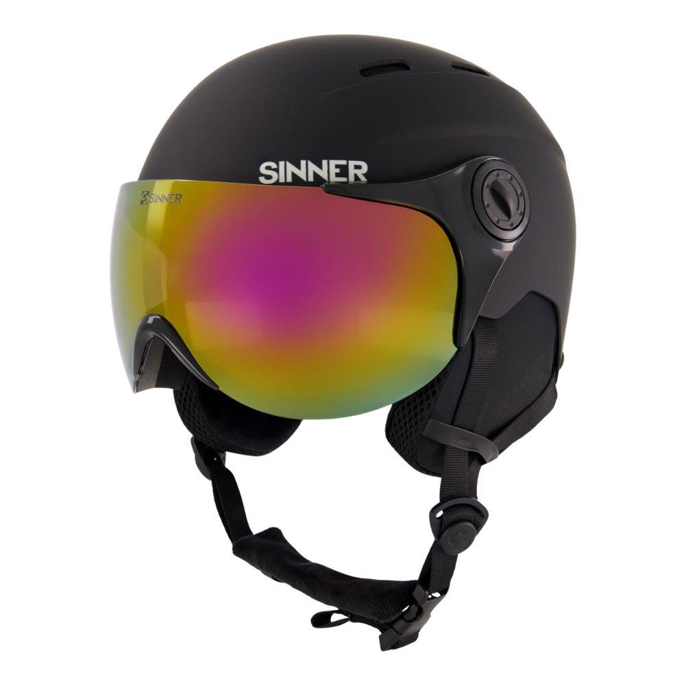 Sinner Typhoon Visor Snow Sports Helmet (Matte Black/Orange)