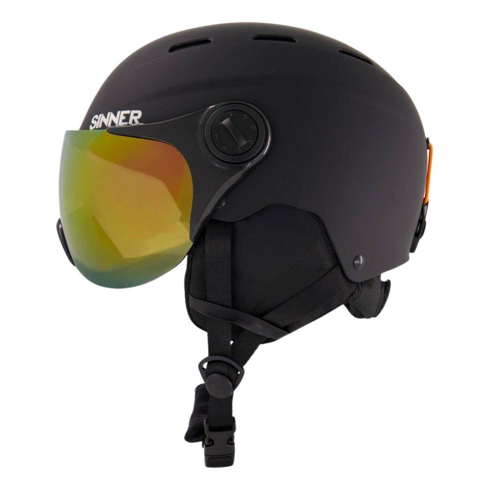 Sinner Typhoon Visor Snow Sports Helmet (Matte Black/Orange)