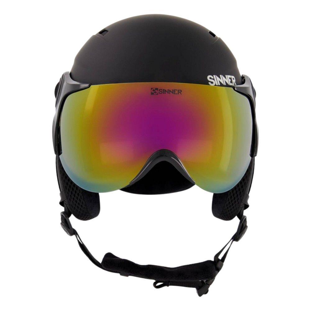 Sinner Typhoon Visor Snow Sports Helmet (Matte Black/Orange)
