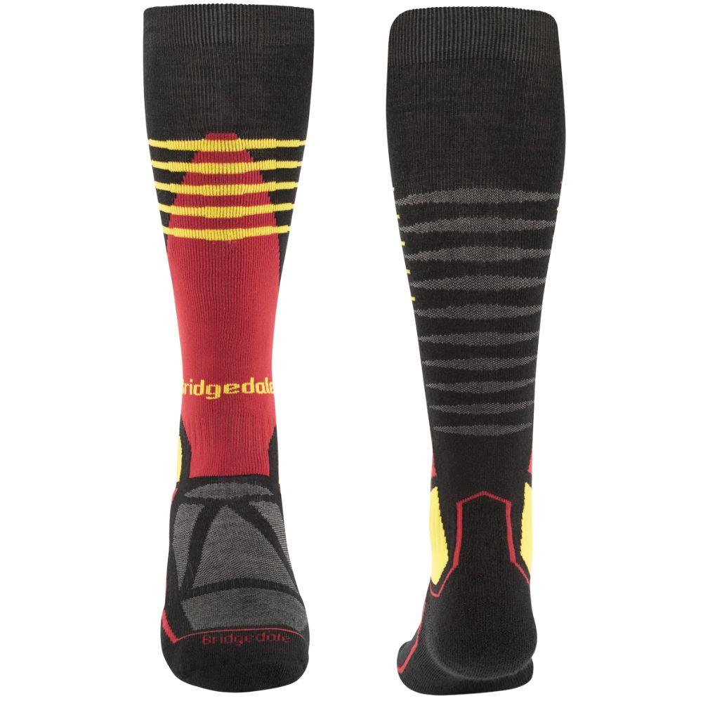 Bridgedale Men's Ski Midweight Merino Performance Over Calf (Black/Gold) front back