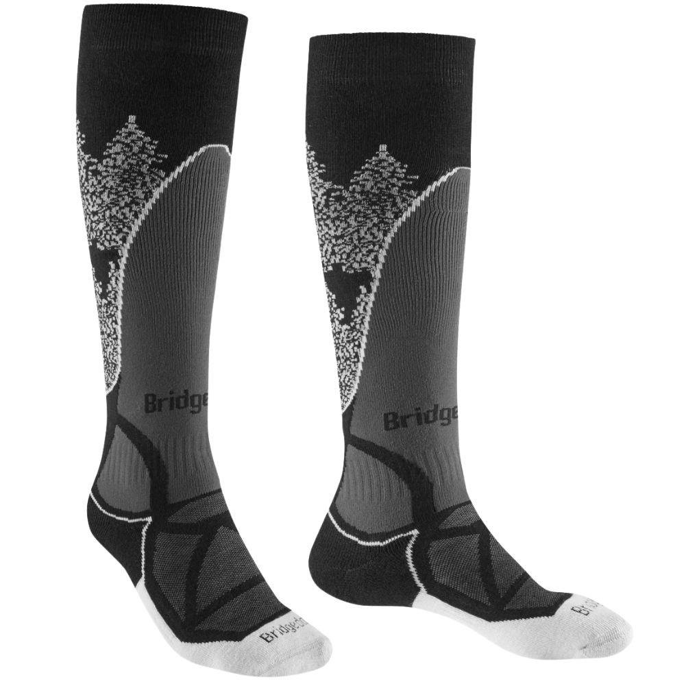 Bridgedale Women's Ski Midweight Merino Endurance Over Calf (Black/White)
