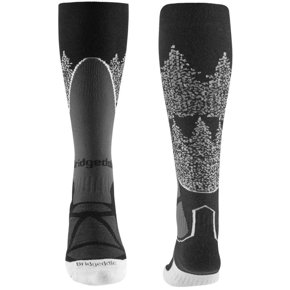 Bridgedale Women's Ski Midweight Merino Endurance Over Calf (Black/White) front back