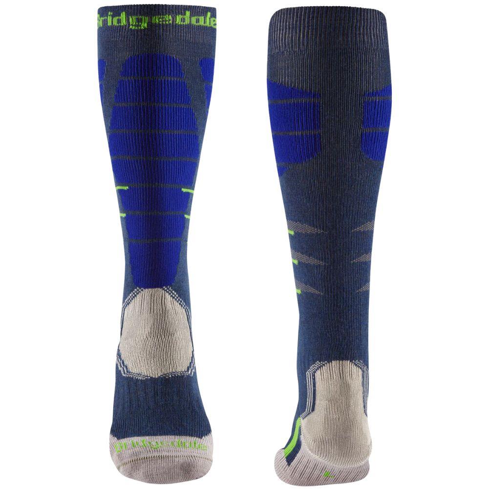 Bridgedale Men's Ski Easy On Merino Endurance Over Calf (Denim/Blue) front back